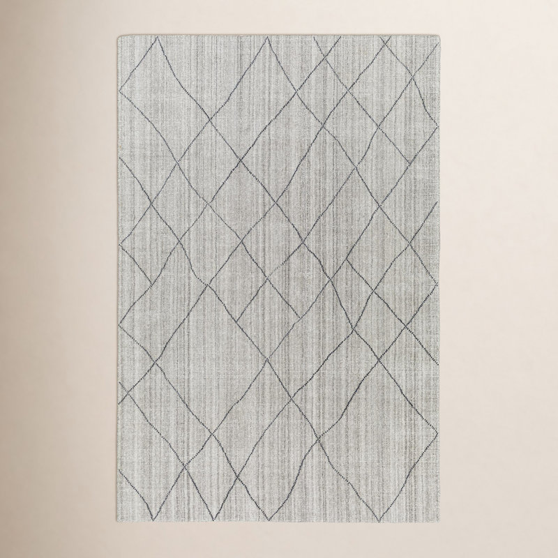 Geometric Area Rug in Gray, Rectangle 5' x 7'6"