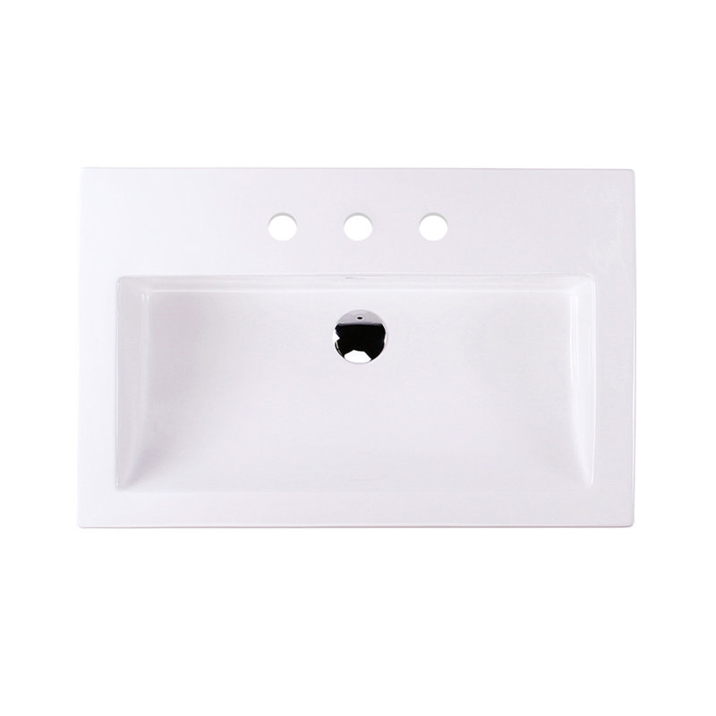 Aquagrande 28.12'' L Bathroom Sink, 3 Hole - 8" Centers, White