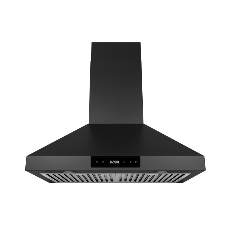 Hotte de cuisine murale à hotte de cuisine à conduit ou sans conduit de 30 po Hauslane avec 3 vitesses, commande tactile, lampes à DEL, filtres à chicane, noir mat à arrêt automatique