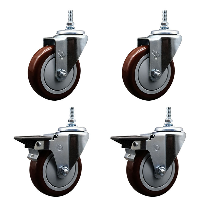 Roulettes pivotantes en polyuréthane à tige filetée 3/8 po SCC