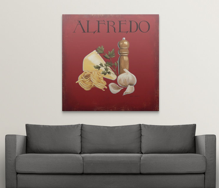 « iii » par marco fabiano, publicité rétro Italian Cuisine, H 16 po x l 16 po x P 1,5 po, Toile