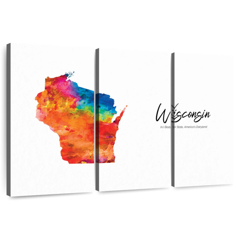 Carte de Aliaz Badger State, Wisconsin, H 32 po x l 50 po