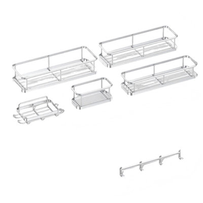 Adhésif pour panier de douche, organisateur de douche antirouille avec porte-savon, tablettes de douche à grande capacité pour la douche intérieure, organisateurs de salle de bain sans perçage et rangement pour la décoration intérieure, paquet de 6