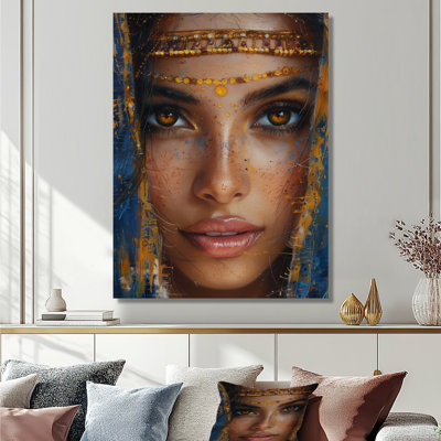 «Blue Beauty Bollywood Woman Beauty I - Indian Woman Wall Art Living Room»