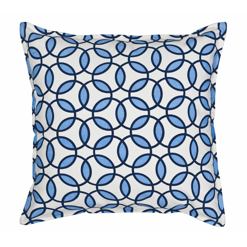  Coussin décoratif en toile de coton Rings, Bleu