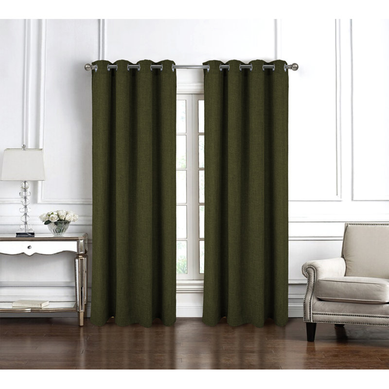Delmar Textured Window Curtain Panel, Olive