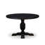 L'ensemble de table de cuisine 7 pièces contient une table ronde de 48 po avec piédestal et 6 chaises rembourrées en tissu noir, noir sablé-1655590479