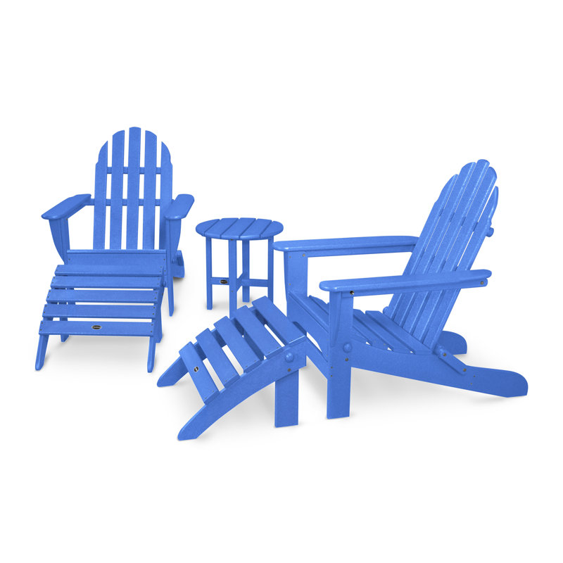 POLYWOOD Classic Adirondack 5-Piece Casual Set, Pacific Blue