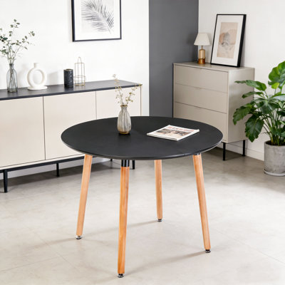 Table de salle à manger extensible 100/140 / 180x100x75cm pour 4-8, table de cuisine réglable en MDF noir