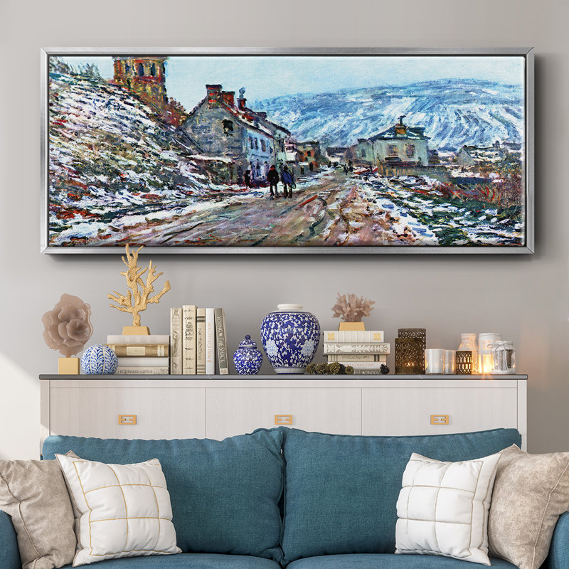 Road to Vetheuil in Winter - Toile encadrée, H 24 po x l 60 po
