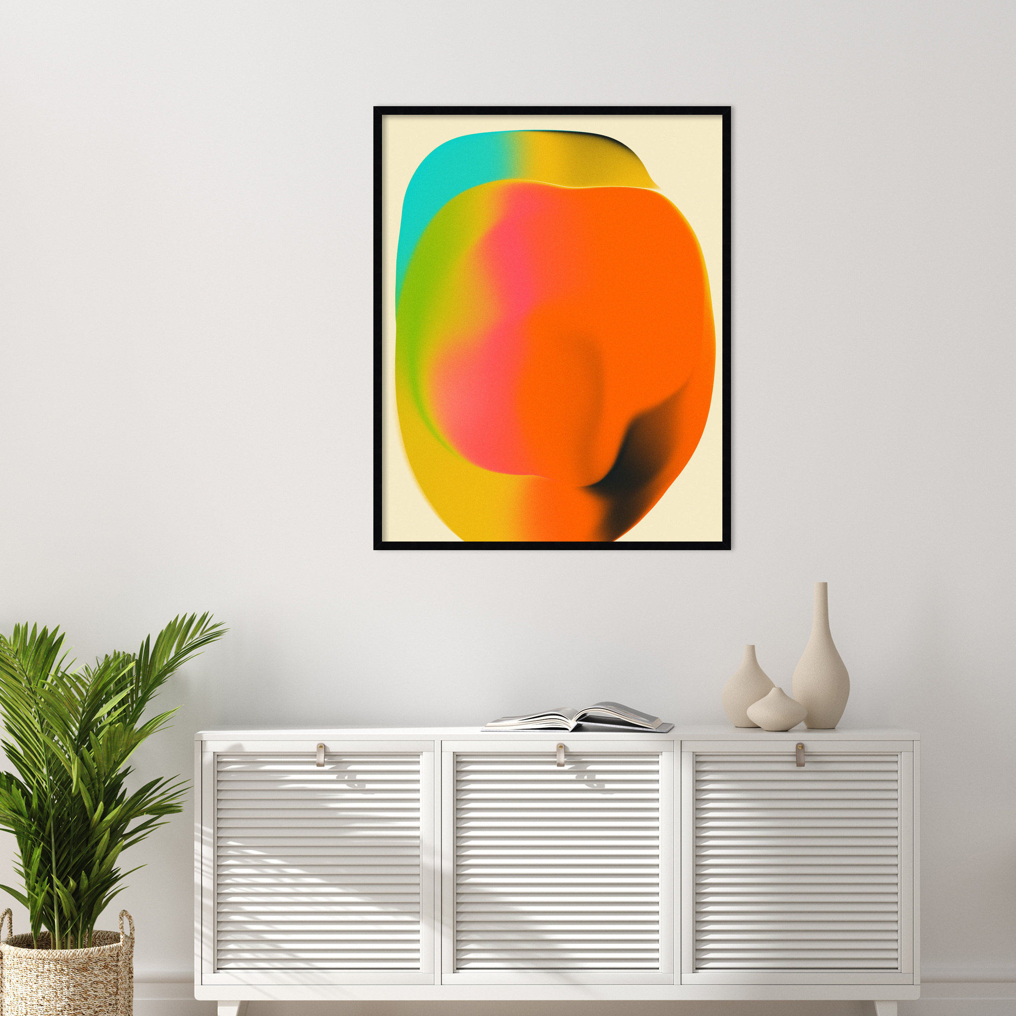 Smudge 2 by Jazzberry Blue, 41" H x 33" W, Black Framed