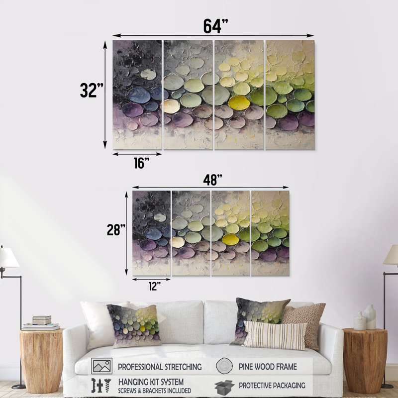 Jeu optique de champ de lavande optique - Biomorphism Wall Art - décoration murale moderne, H 28 po x l 48 po, 4