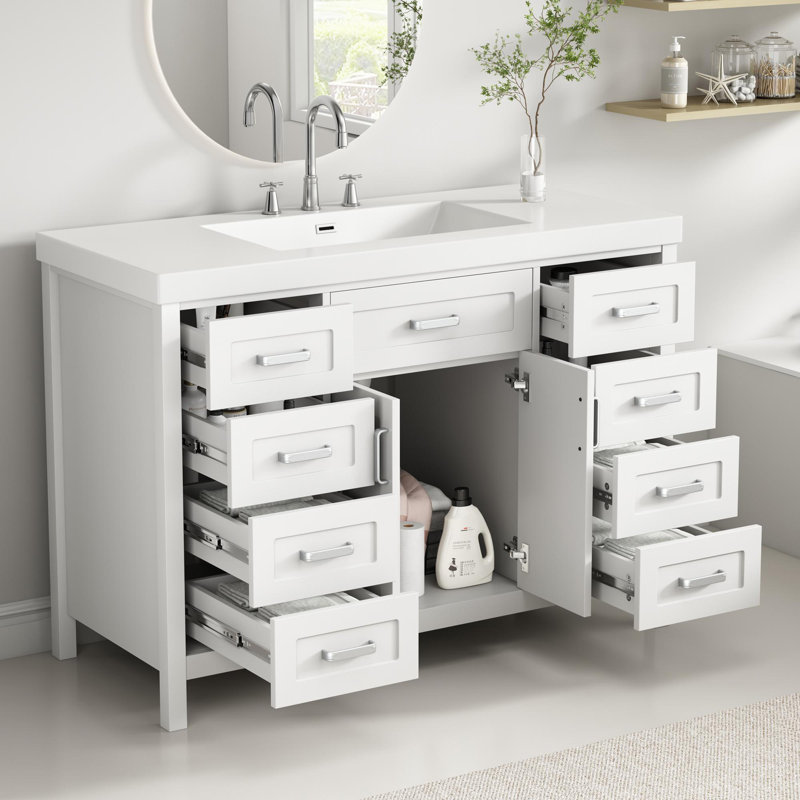 Meuble-lavabo 48 po avec lavabo en résine, Blanc