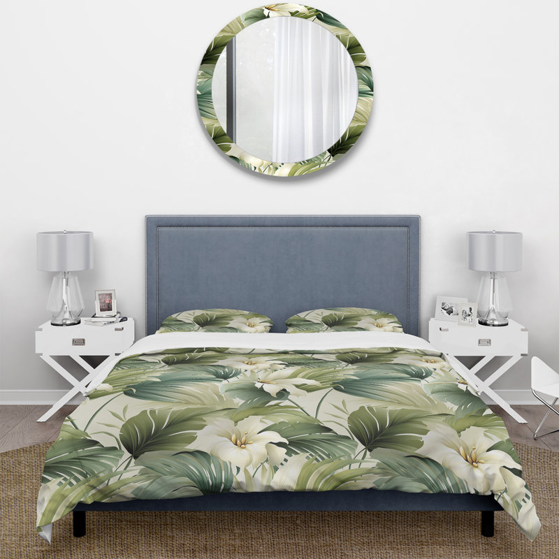Literie à motif tropical tropical neutre II, Housse de couette pour très grand lit et 2 très
