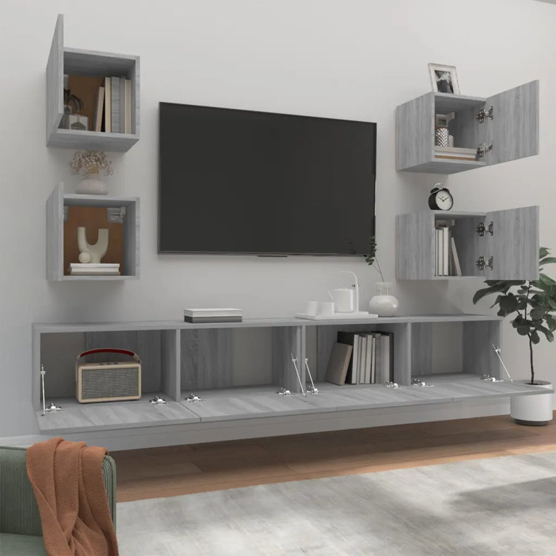 Koppe Unfinished Floating TV Stand for TVs up to 32", 80cm W x 30cm D x 30cm H, Grey Sonoma