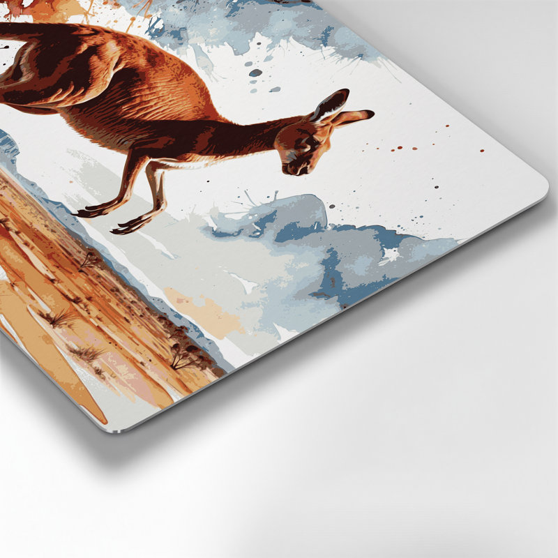 Faune, art mural brun en kangourou rouge, H 12 po x l 18 po