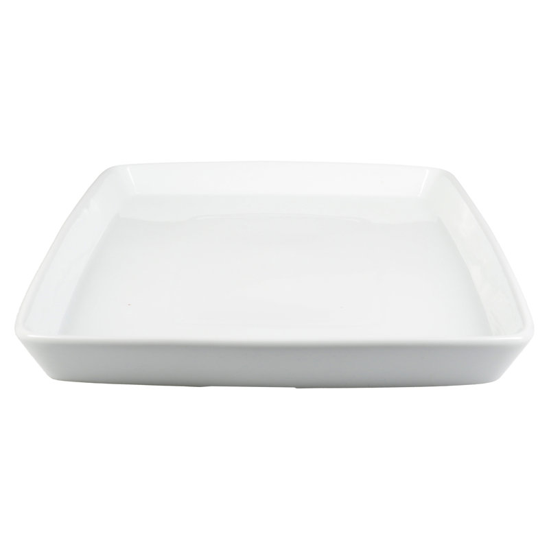 White Ceramic Rectangular Serving Platter, 18-Inch