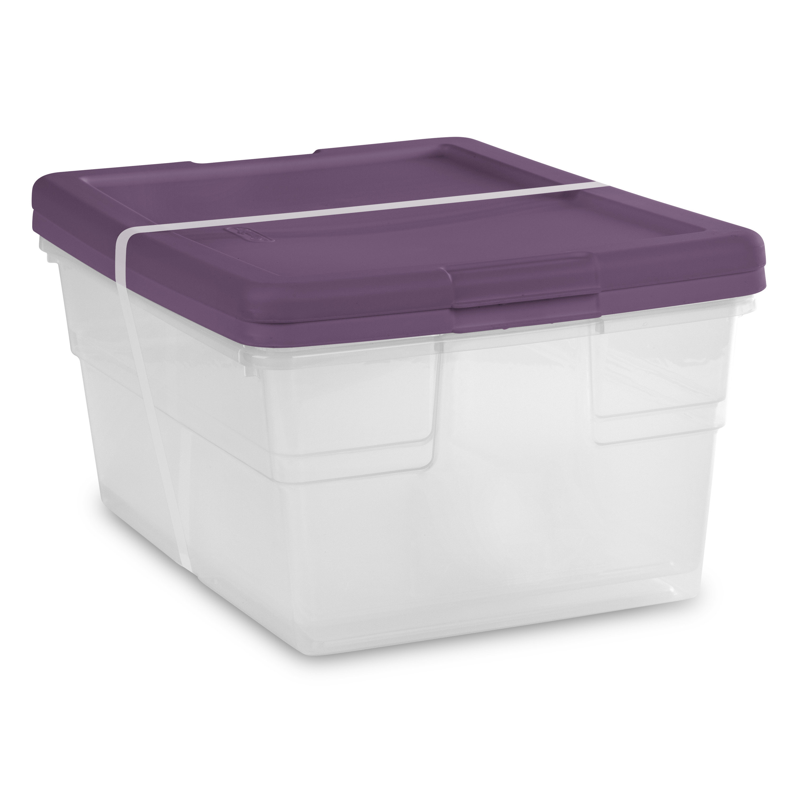 Sterilite 66 Qt./62 L Clearview Latch Box Clears, Purple Handles