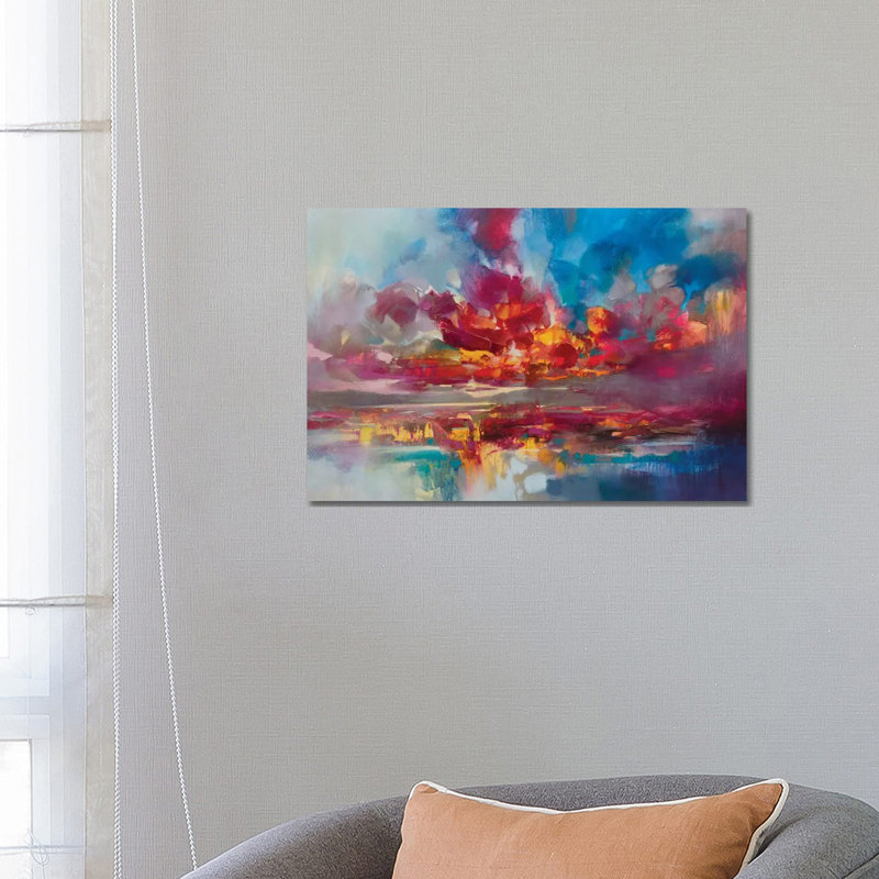 «Red Energy» par Scott Naismith - reproduction d'art, H 26 po x l 40 po x 1,5 po, Toile tendue, Aucun mat