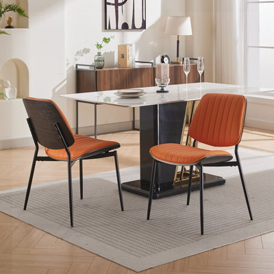 Upholstered Seat Dining Chairs with Bentwood Back and Metal Legs -  Corrigan StudioÂ®, 9B51DF82BCA5466F9AD855AFB8823539