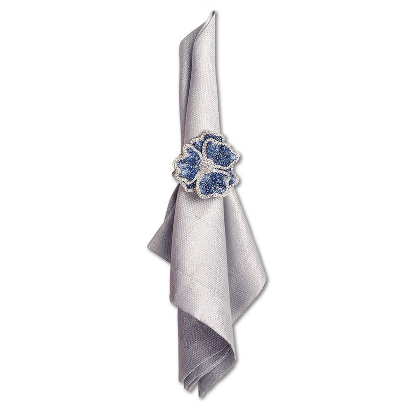 Crystal Flower Napkin Ring, Blue