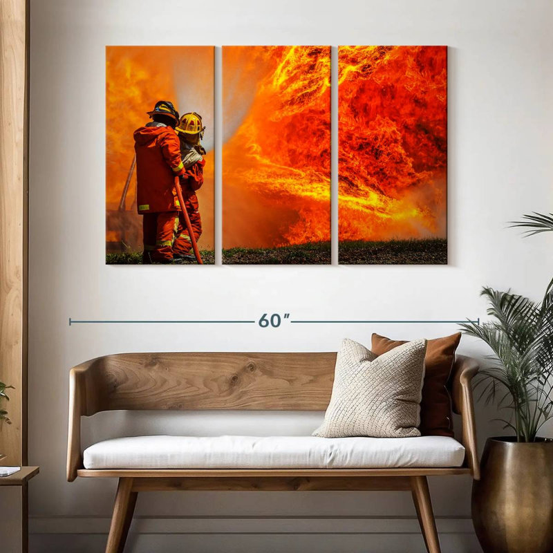 Lelar Blazing Fire Firefighters, 32" H x 50" W