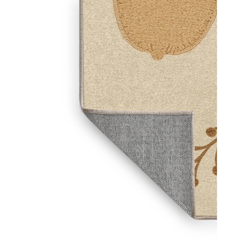 Machine Washable Moravian Thanksgiving Modern & Contemporary Abstract Rug in Beige – Beige Binding, 3x5