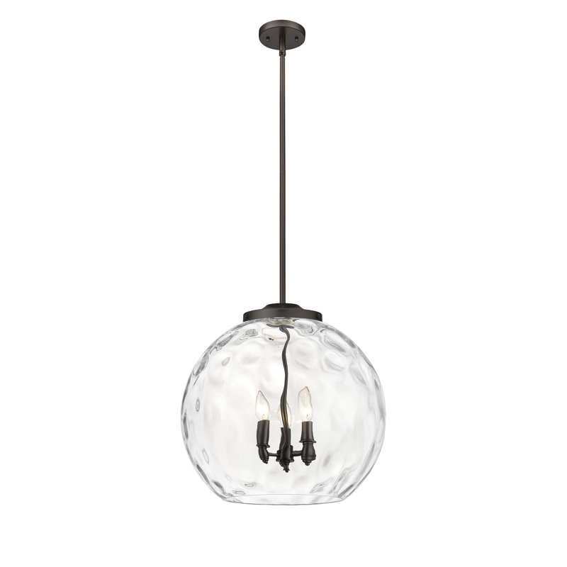 Luminaire suspendu sphère 3 lumières 3 lumières, H 19,5 po x l 17,88 po x P 17,88 po, Bronze huilé