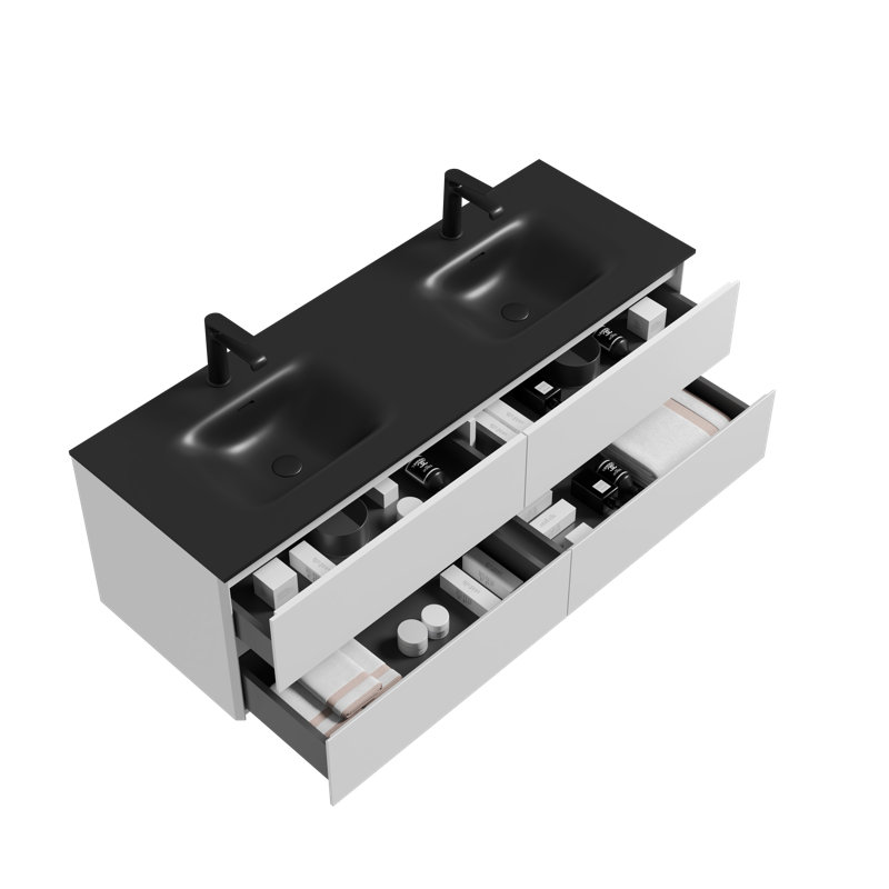 Meuble-lavabo mural double 60 po