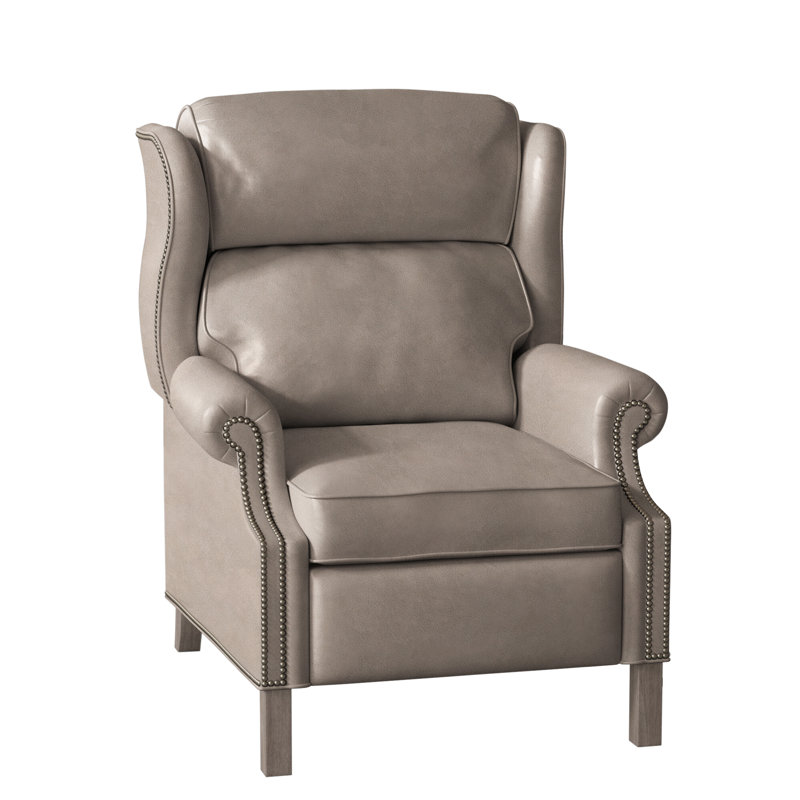 Fauteuil inclinable présidentiel, Bronze industriel, Pierre, Cuir véritable gris clair délavé Aline