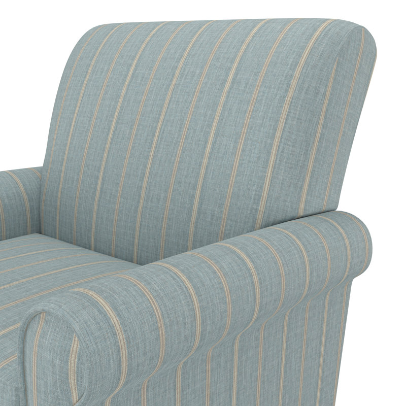 Pina Upholstered Armchair, Turquoise and Tan Stripe