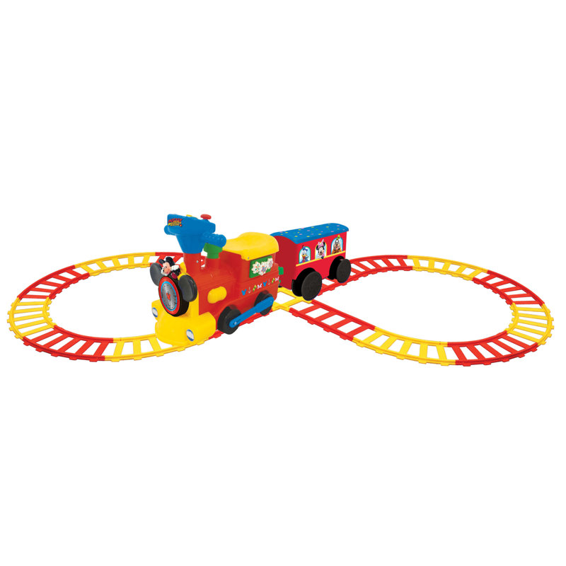 Mickey Mouse Multi-Color Battery-Powered Ride-On Train with Caboose