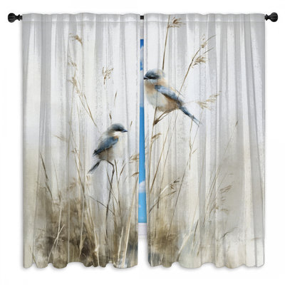 Birds Window Curtains  Animals Sheer & Room Darkening - 2 Panels