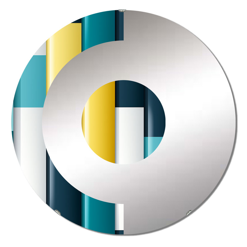 Miroir mural demi-cercle vert et jaune à rayures Harmony, 23,6 po x 23,6 po