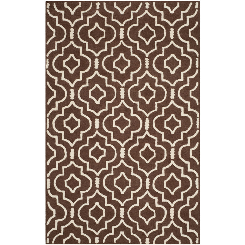 Elegant Cambridge Dark Brown & Ivory Hand-Tufted Wool Rug 8' x 10'