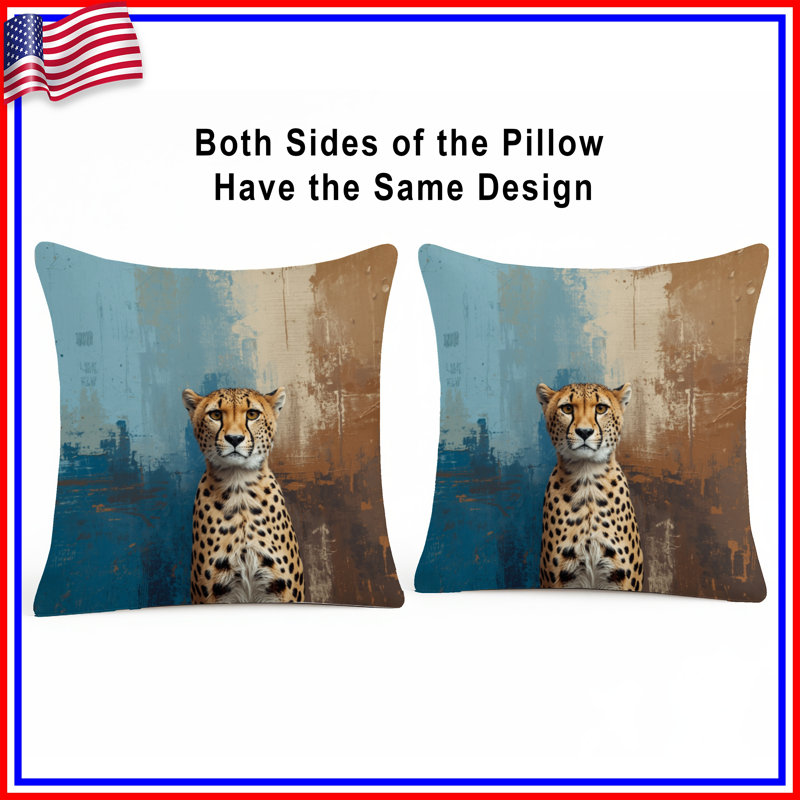 Coussin Guépard sur fond texturé, 18 x 18 pouces