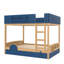 Grand lit superposé avec lit gigogne, cadre de lit superposé en bois avec bibliothèque intégrée et garde-corps de sécurité de haute qualité, conception de forme d'automobile pour enfants, bleu, naturel-1100890782-1100890778