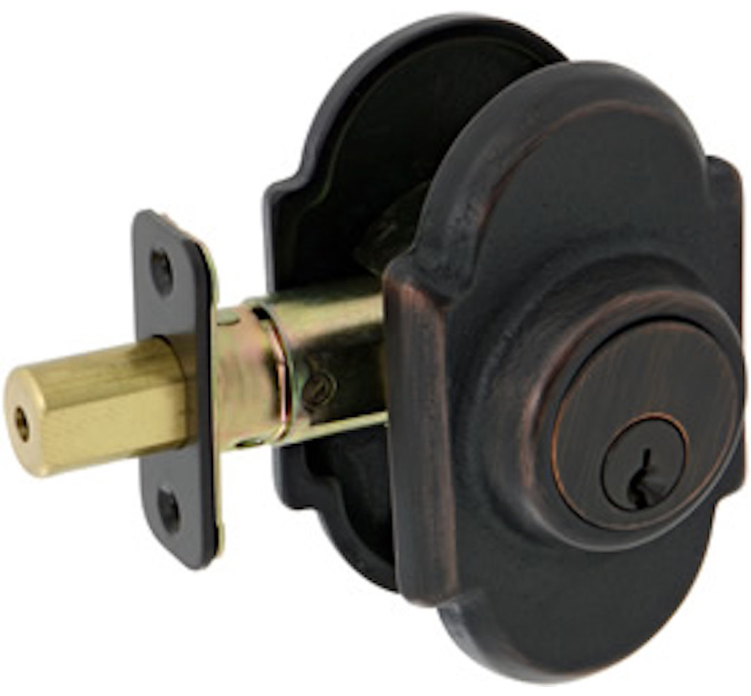 Sandcast Deadbolt Single Cylinder Deadbolt with Curved Rosette Delaney Hardware 