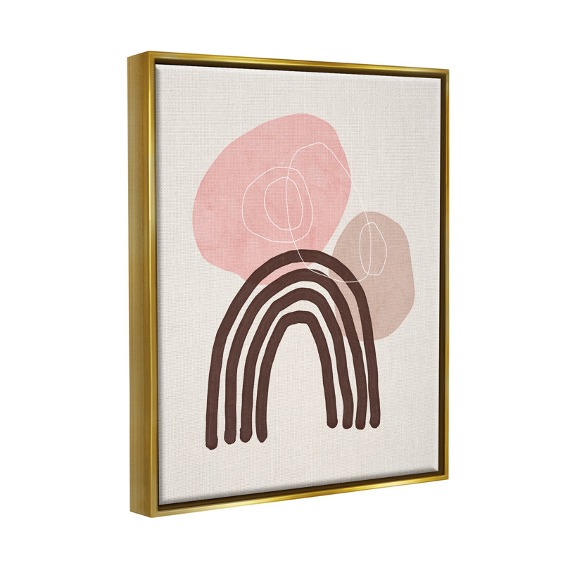 Fun Boho Rainbow Shapes - impression, H 21 po x l 17 po x P 1,7 po, Cadre flottant métallique doré