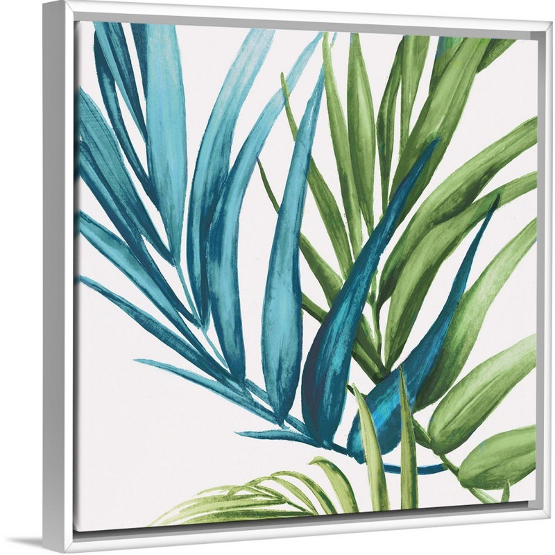 Reproduction d’art sur toile, "Palm Leaves IV" par Eva watts, Cadre blanc, H 38 po x l 38 po x P 1,75 po