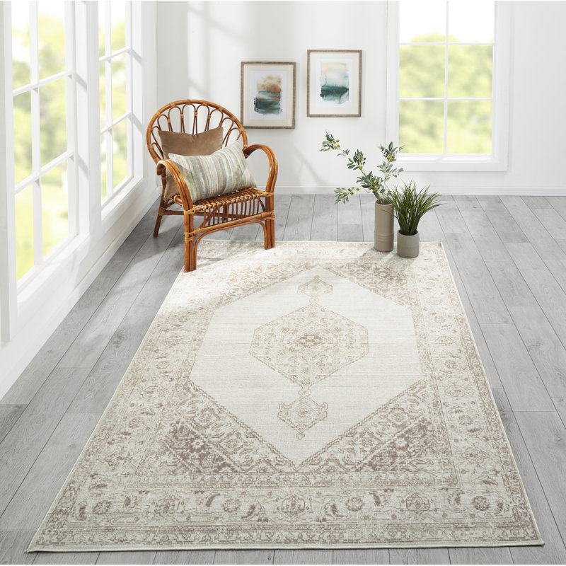 Tapis brun / blanc Sunfield Baine, Rectangle 4 pi x 6 pi