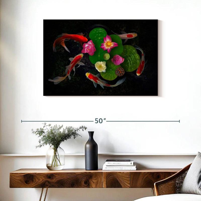 Flowery Koi Pond, 24" H x 36" W