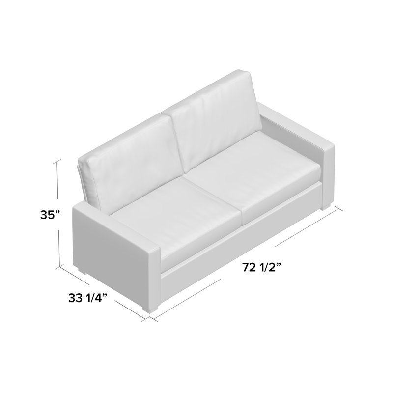 Gracie Upholstered 72.44'' Sofa, Sky Blue