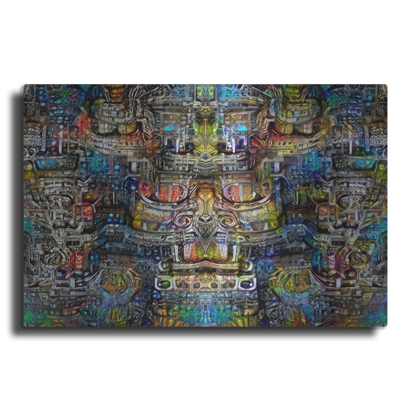  «The Shadows Of Mictlantecuhtli» par Pedro Gavidia, art mural en métal, 36 po x 24 po
