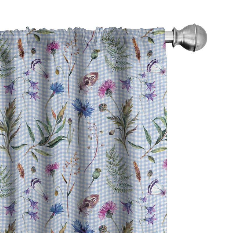 Thistle Floral Semi-Sheer Rod Pocket Curtain Panels, 28" x 63"
