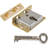 Small Brass Half Mortise Chest or Box Lock with Skeleton Key