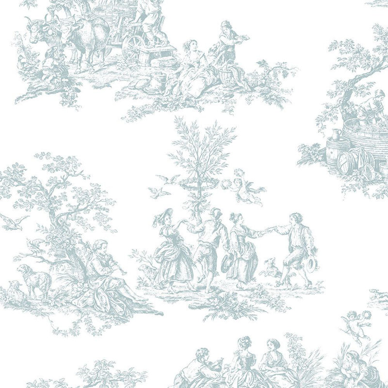 Rouleau de papier peint L 33 pi x l 21 po, Blanc / Bleu clair