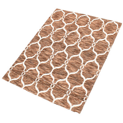 Tapis de zone brun/ivoire touffeté à la main collage Adlai