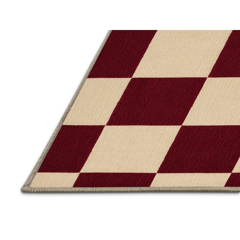 Tapis beige à carreaux lavable à la machine, Carré 4 pi