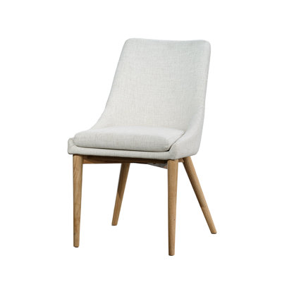 Chaise d'appoint Linden - ivoire avec pieds naturels